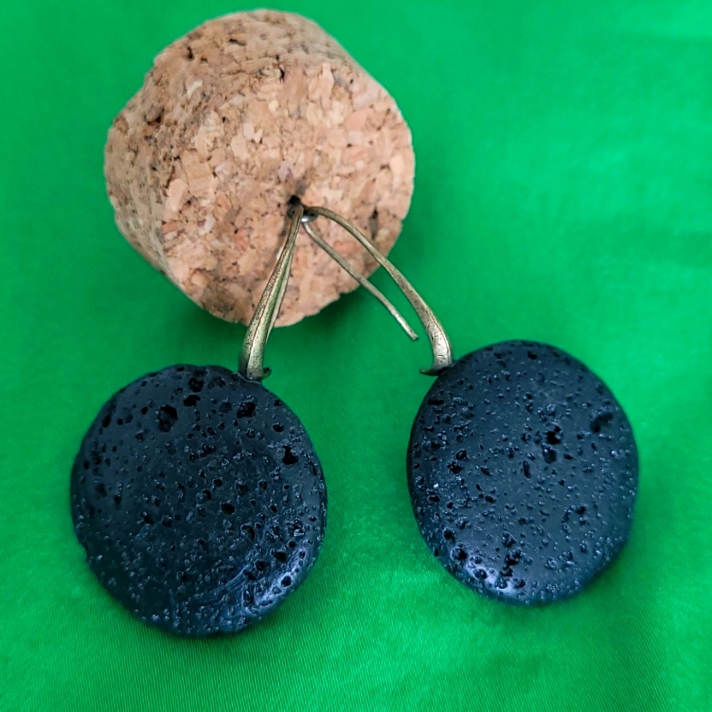 Genuine lava rock earings